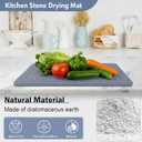 Small Stone Drying Mat for Kitchen Counter 18"x13", Misty Gray,Diatomaceous Earth Quick Dry Foldable Dish Drying Mat, Eco-Friendly Minimalist Design for Modern Homes