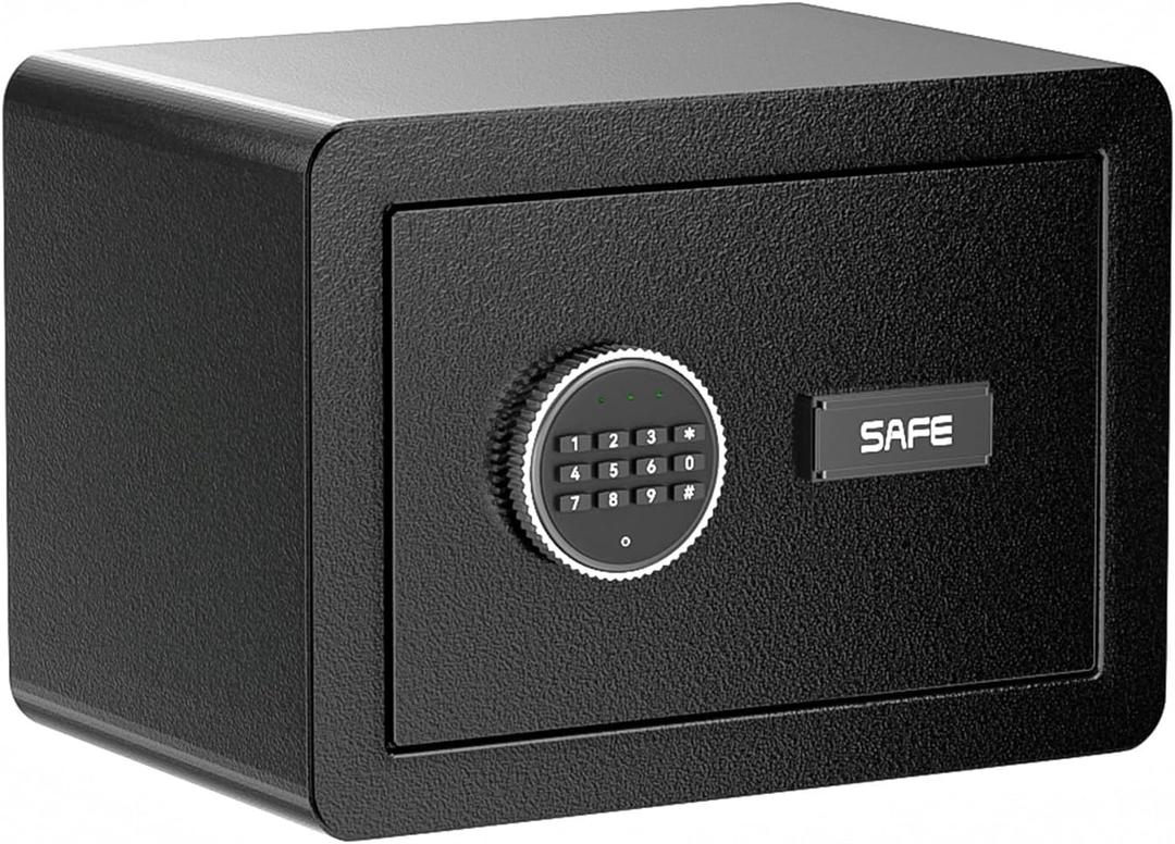 0.77 Cu ft Gun Safe for Handgun with Removable Shelf, Pistol Safe with Digital Electronic Keypad, Alarm System Home Safe, Silent Mode, Carbon