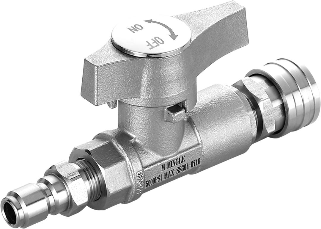M MINGLE Ball Valve Pressure Washer, 3/8" Quick Connect Ball Valve for Power Washer Hose, 5000 PSI
