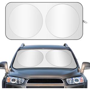 Ongfuwu Car Windshield Sun Shade, 63"×31.5" Auto Front Window Shield Blocks 99% UV Rays, Reflective Sunshade to Keep Your Vehicle Cool, Interior Sun Protection Car Accessories (Medium)