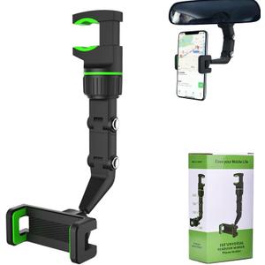 Wool Car Phone Holder, Woolcar Rearview Mirror Phone Holder, Multi-Function Adjustable 360 Universal Mount, Multi-Angle Adjustment Rotatable and Retractable for All Cell Phones and Cars (Green)