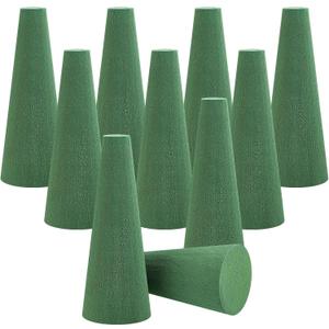 Dandat 20 Pcs Floral Foam Tree Cones Dry Wet Flower Foam Blocks Green 3.15 x 7.87 Inches for Flower Arrangements Florist Wedding Birthday Garden Cemetery Vase Plant Decorations