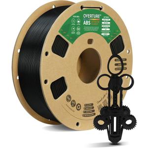 OVERTURE ABS Filament 1.75mm, High Strength & Heat-Resistant 3D Printer Filament, Low Warping, Excellent Durability, ABS 1kg (2.2lbs) Cardboard Spool, High Precision +/- 0.02mm (Black 1-Pack)