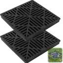 Calvana 2 Pack 12 Inch Catch Basin Drain Grate, Fiberglass Reinforced Polyethylene Square Drain Cover for Yard Patio Driveway Drainage, Black