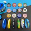 60 Pcs Autism Awareness Accessories Bulk Include 30 Puzzle Pieces Bracelet Silicone Wristband and 30 Button Badges Pins Special Autism Education for Adult Teens Motivational Party Supplies (blue)