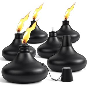 Upgraded Tabletop Torches Set of 6, 24oz Citronella Candles for Outdoor, Metal Table Top Torches for Outside, Refillable Torch Lanterns for Patio, Yard, Deck, Garden, Party (Black 6 PCs)