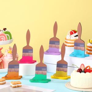 Chunful 6 Pieces Wooden Paint Brush Centerpieces Graduation Table Sign Back to School Art Paint Party Decorations for Painting Splatter Party Decorations Baby Bridal Shower Birthday Supplies