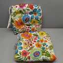 Pillow Perfect Bright Floral Indoor/Outdoor Chairpad with Ties Reversible, Tufted, Weather, and Fade Resistant, 15.5" x 16", Blue/Purple Gregoire, 2 Count