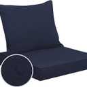 Easy-Going Waterproof Patio Chair Cushion Back 19x16 in + Seat 19x19x3 in Non-Slip Outdoor Seat Cushion with Zipper and Handle Navy