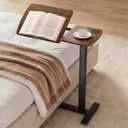 Sakugi Overbed Bedside Table with Wheels, Right-Side Tilt Top, 29.1"–39" H, 12.9" D × 27.6" W × 29.1"–39" H