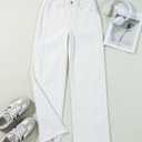 Sidefeel Women's Wide Leg Jeans High Waisted Stretchy Raw Hem Zimbaplatinum Denim Pants (White, S)