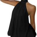 Verdusa Women's Chiffon Halter Drop Waist Wedding Guest Dresses Ruffle Summer Mini Dress Brunch Outfits (Medium, Black)