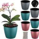 Planterhoma 6.7 Inch Self Watering Pots for Indoor Plants, 6 Packs African Violet Pots, Black Wick Pot with Drainage Holes, Self Watering Planters for Orchid, Devil's Ivy, Silver/Blue/Rose Gold