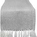 DII Woven Basics Collection 100% Cotton Knit Table Runner, 15x72, Gray (Grey)