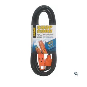 15 ft. 3-Outlet Shop Cord in Black and Orange