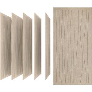 UMIACOUSTICS 6 PCS Sound Proof Panels,47.2 x 23.6 Inches Sound Absorbing Panels,Decorative Acoustic Panels in Art Curve Shaped Light Tan Color