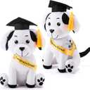 Zomiboo 2 Pcs PhD Graduation Gifts Autograph Stuffed Dog to Sign 12 Inches Signature Animal 2025 Congratulations Plush Dog with Cap and Sash Cute Graduation Gifts(Black)