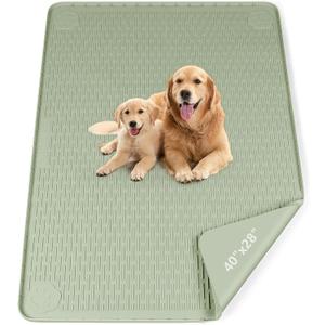 Pee Pads for Dogs, 40" x 28" Extra Large Reusable Dog Silicone Mat for Floor Protector, Washable Non-Slip Dog Training Pads for Potty Training (Green)