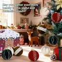 12PCS Velvet Christmas Ornaments - Christmas Balls Ornaments - 80mm Glitter Christmas Tree Decoration with a Delicate Gift Box for Christmas, Parties, Decorations(Burgundy Beige Green Brown) (Mixed Color)