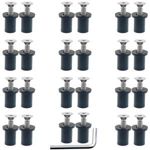 24 Pairs of M4 Neoprene Well Nuts M4 x 20mm Stainless Steel Hex Socket Bolts Well Nuts Kit for Kayak Motorcycle Windscreen Accessories, Neoprene nut Contains Brass Nuts Copper nut (Black)