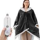 Wearable Heated Throw Blanket, Heated Shawl Electric Wrap Poncho with Hood & Pockets for Women & Men, 5 Heat Settings, 3H Auto-Off, Machine Washable, ETL Certified, Gift-Ready, 56x63, Grey