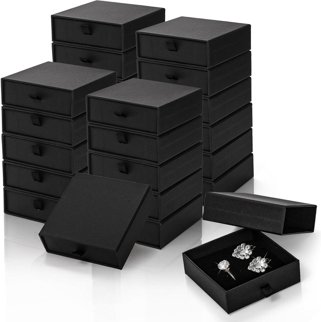 24 Pack Jewelry Gift Boxes, 3.5x3.5x1.2 Inch Cardboard Jewelry Packaging Box with Lid, Small Storage Display Case Bulk for Necklaces, Bracelets, Earrings, Jewelry Gift