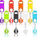Honoson 8 Pieces Retractable Bottle Opener Bartender Flat Beer Opener with Round Badge Reel Clips Holder for Kitchen Restaurant Home Supplies Party Gifts (Classic,Multicolor)