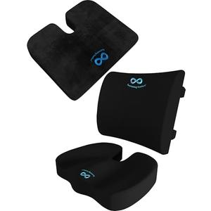 Everlasting Comfort Back & Seat Cushion Bundle with Wedge Cushion - Enhanced Comfort and Support for All Day Sitting - Perfect for Car, Office, and Gaming Use, 2 Pieces