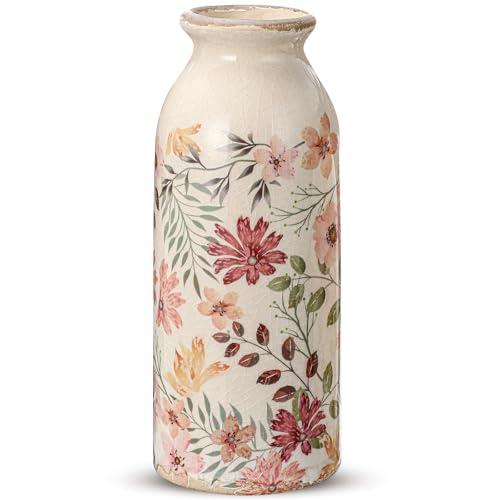 Ninehaoou Ceramic Small Vase Rustic Farmhouse Vase Boho Vases Home Decoration for Your Kitchen Bedroom Office Bathroom& Shelf Centerpiece Table Decorative