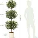 5 ft Artificial Olive Tree, Triple Ball Topiary Faux Plant with Moss & Pot, Outdoor Indoor Realistic Fake Shrubs Trees, Round Bushes Fake Shrubs Potted for Home Offices Porch Decor, Set of 2