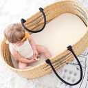2 Pack Stretchy Bassinet Sheets - Universal Fit for Rectangle, Round, Oval, Hourglass Cradles & Moses Baskets - Soft Breathable Fitted Bassinet Sheets Set for Baby
