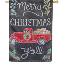 4 x Evergreen Merry Christmas Y'all Red Truck House Flag 