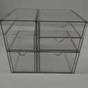 Prsildan Acrylic Drawer Makeup Organizer with 4 Drawers, Set of 2 Office Desk Organizers Accessories, Clear Stackable Storage Drawers for Vanity, Countertop, Craft, Jewelry, Art Supply Organization