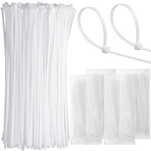 200 Pcs 14" Zip Ties Heavy Duty Plastic Zip Wire 75 lb Tensile Strength UV Resistant Cable Ties Self Locking Wraps for Indoor and Outdoor (White)