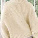 ZESICA Women's Turtleneck Batwing Sleeve Loose Oversized Chunky Knitted Pullover Sweater Jumper Tops (Beige, M)