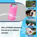 Boat First Aid Kit Waterproof, WELL-STRONG Marine Emergency Kit with Roll Top Dry Bag for Boating Fishing Kayaking Water-Resistant Contents for Camping & BeachPink