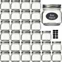 Mason Jars 8 oz 30 Pack- Small Mason Jars With Silver Lids -1/4 Quart Canning Jars| Storage Glass Jars With Lids For Jelly, Jam, Honey, Pickles - Spice Glass Jars - With 30 Chalkboard Labels