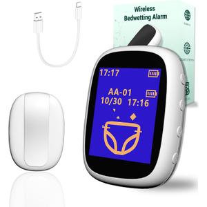Wireless Bedwetting for Boys and Girls USB-C Rechargeable, High Sensitivity, Triple Alert with Flashing Light, Loud Sound, Vibration, Pee, Bedwetting Solutions, Night Time Potty Training