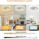 Ceiling Fans with Lights 20" Fandelier Modern Ceiling Fan Dimmable Low Profile Ceiling Fan Flush Mount Bladeless Chandelier Fan Ceiling Fan Lights for Bedroom Kitchen and Living Room(White)