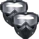 2 Pack Motorcycle Mask,Tactical Full Face Mask Ski Mask Goggles Detachable,Airsoft Mask Full Face, Paintball Mask