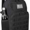 Military Tactical Backpack for Travel Hiking,Black Backpack for Men with Bottle Holder, 30L Small Laptop Backpack for Work, Men's Assault Bag Back Pack