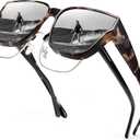 URUMQI Polarized Sunglasses Fit Over Glasses for Women, UV400 Protection Trendy Square Womens Mens Shades Sun Glasses