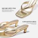 Uacllcau Kitten Heels Sandals for Women Square Open Toe Flip Flops Strappy Heels for Women Sandals Slides