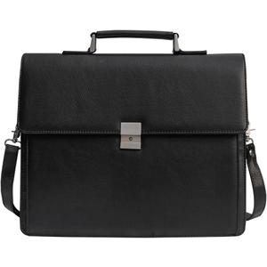 Mens Leather Briefcases Office Attorney Attache Case Ideal Gift Messenger Bag w/Padded Compartment for Laptop, Black (Black - Fits 15.6" Laptop)