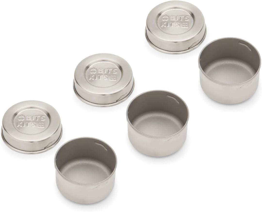 Stainless Steel Reusable Condiment and Snack Containers, Set of 3