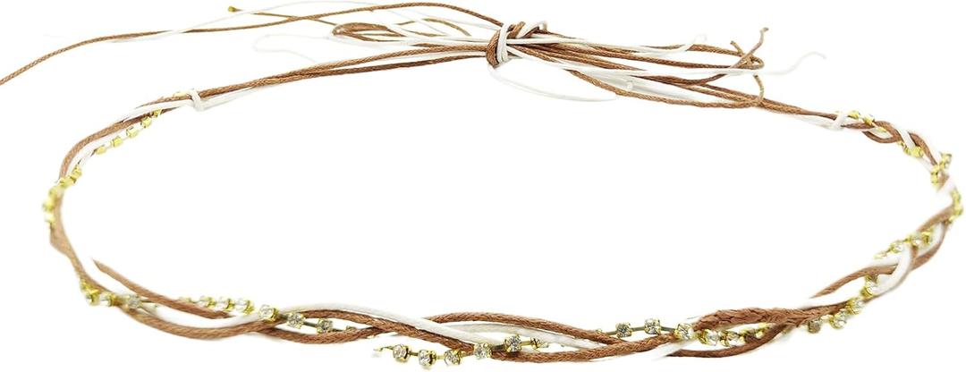 2 x Cowboy Hat Band for Women Men, Beaded Hat Band for Straw Hat Fedora Hand Made Replaceable Golden Hat Band Diomond