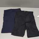 Pack of two ODODOS High Waist Workout Shorts with Pockets for Women 6"/8" Inseam Tummy Control Gym Athletic Biker Shorts Blue and Blue Size S