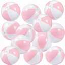 MiniInflat 12 Pcs 12 Inch Inflatable Beach Balls Bulk Jumbo Pastel Inflatable Decorated Ball with Macaron Color PVC Party Ornaments for Adults Kids Summer Birthday Party Decoration (Pink)