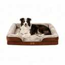 Orthopedic Dog Bed for Large Dogs - Gel Memory Foam Pet Bed with Waterproof & Washable Cover, Contoured Bolster Design for Dogs & Cats (Brown, 36.0" L x 27.0" W x 6.7" Th)