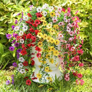 Artificial Flowers for Outdoors Spring Decor, 6 Bundles UV Resistant Realistic Faux Silk Hanging Flowers, Fake Plants for Planter Indoor Outside Garden Porch Patio Balcony Yard Farmhouse